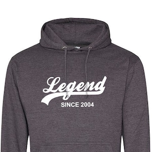 Legend Since 2004 Hoodie - Pulôver de algodão macio - Presente de aniversário, formatura, Natal - Presente para neto, sobrinho, irmão, 797