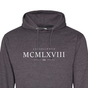 Etabliert 1968 Hoodie - Römische Ziffern Geburtstag Weicher Baumwolle Pullover Pullover - Weihnachtsgeschenk - Tee Top Geschenk für Opa, Dad - 877