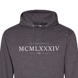 Felpa con cappuccio Fondata nel 1984 - Maglione in morbido cotone per il 40° compleanno con numeri romani - Regalo di Natale - Maglietta regalo per nonno e papà - 893