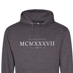 Gegründet 1937 Hoodie - Römische Ziffern Geburtstag weicher Baumwollpullover Pullover - Weihnachtsgeschenk - T-Shirt Top Geschenk für Opa, Opa - 846