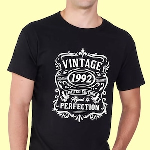 vintage 1992 Swirly Birthday Present T Shirt, Funny Bday Cadeaux pour hommes ou femmes, Maman, Papa, Grand-père vieilli à la perfection, 30ème, 31ème, 32ème, 619