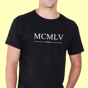 Maglietta per il compleanno del 1955 in numeri romani, colore nero o bianco, idee regalo per il 66° compleanno, 67° compleanno, maglietta, unisex per uomo o donna, 540
