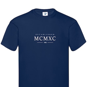 Camiseta establecida en 1990 - Camiseta o sudadera con capucha de algodón suave con números romanos - Regalo de cumpleaños, Día del padre, regalo de Navidad - Novio, papá 899