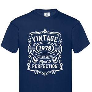 Camiseta de aniversário de 1978 – Top engraçado estilo aniversário vintage – Data de nascimento Ano – Ideias legais de camisetas para presente para vovô, pai, mãe, dia dos pais, 704