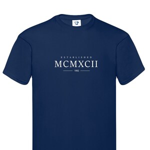 Camiseta establecida en 1992 - Camiseta o sudadera con capucha de algodón suave con números romanos - Regalo de cumpleaños, Día del Padre, Regalo de Navidad - Novio, Papá 901