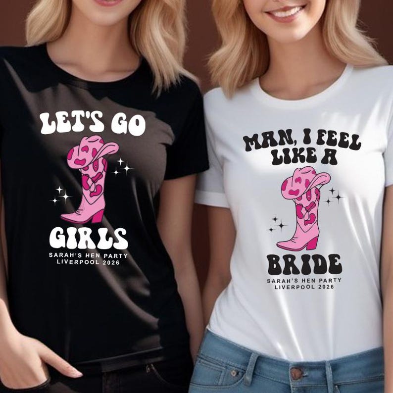 Let's Go Girls Cowgirl Hen Party Tshirts - Last Rodeo Custom Personalised Bridal Tops - Wedding Tee's for Bachelorette Weekends