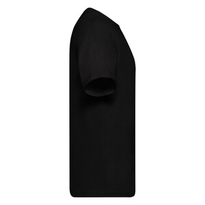 K&ouml;nnte beinhalten: Ein schwarzes T-Shirt mit kurzen &Auml;rmeln, von der Seite betrachtet.