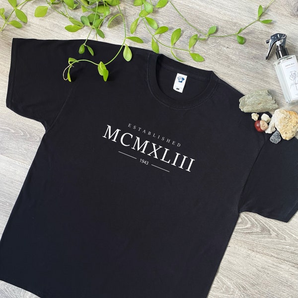 Established 1943 T Shirt - Roman Numerals Soft Cotton T-Shirt or Hoodie - Birthday Present, Father's Day, Christmas Gift - Grandparents, 852