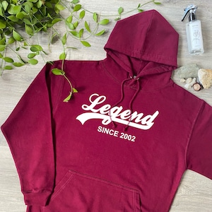 Legend seit 2002 Hoodie - weicher Baumwollpullover Pullover - Geburtstag, Abschlussfeier, Weihnachtsgeschenk - Geschenk für Enkelkind, Neffe, Bruder, 795