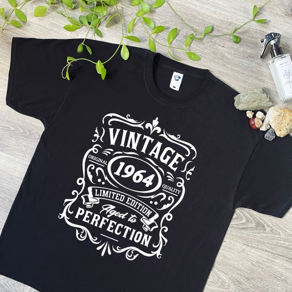 T-shirt d'anniversaire 1964 - 60e anniversaire - Haut de style vintage amusant - Date de naissance - Idées de tee-shirts cadeaux cool pour grand-père, papa, maman, fête des pères, 690