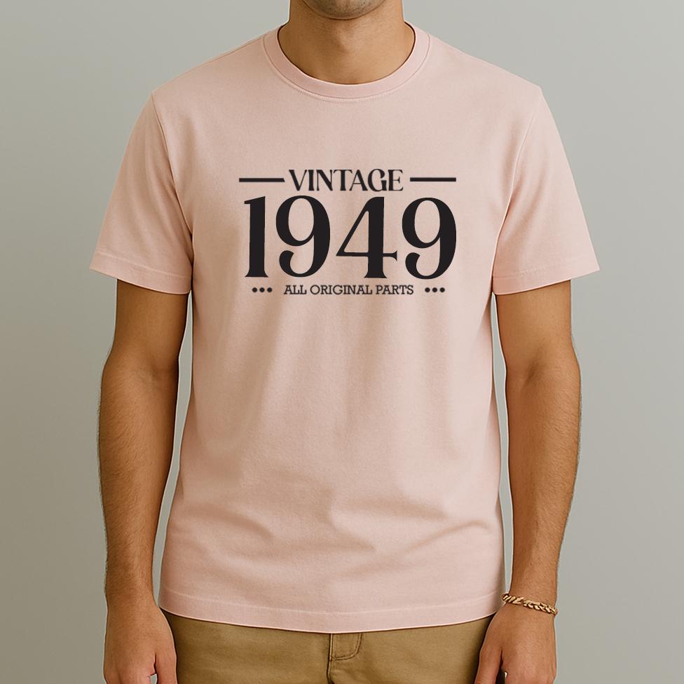 Vintage 1949 Cotton T-shirt: Funny Birthday T-shirt With