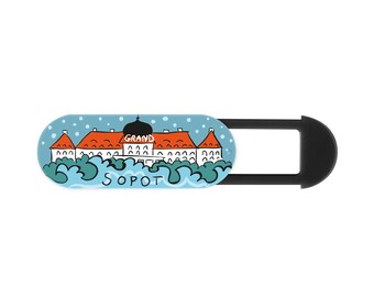 Webcam cover with illustration. Grand Hotel webcam cover. Sopot laptop camera cover.