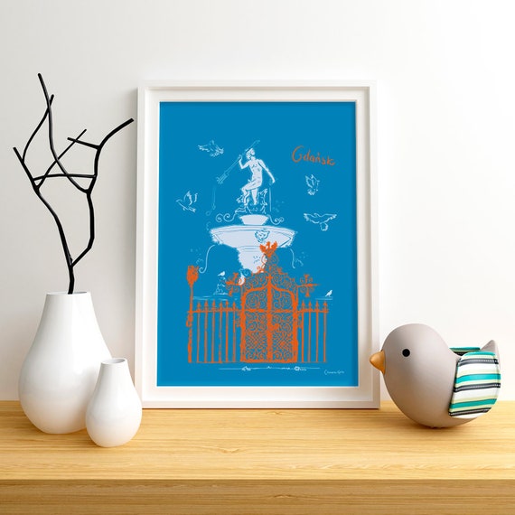 Plakat A4 Gdańsk Fontanna Neptuna