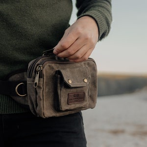 Waxed cotton Waist bag, bum bag