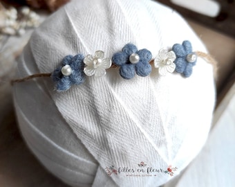 Flowers Headband, Newborn Jute Tieback, Newborn Headband, Jute Tieback, Photography Prop, Floral Tieback, Rustic Tieback