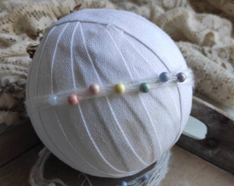 Newborn Rainbow headband, Photo Prop, Newborn Beads Tieback, Newborn photography prop, Colors Tieback, Rustic tieback, Vintage