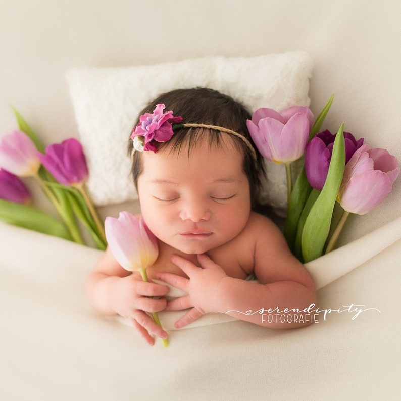Toddler Tieback Newborn Tieback Photo Prop Rustic tieback Vintage Floral Tieback Sitter Tiebacks Newborn Violet flower headband