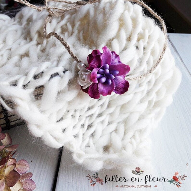 Toddler Tieback Newborn Tieback Photo Prop Rustic tieback Vintage Floral Tieback Sitter Tiebacks Newborn Violet flower headband