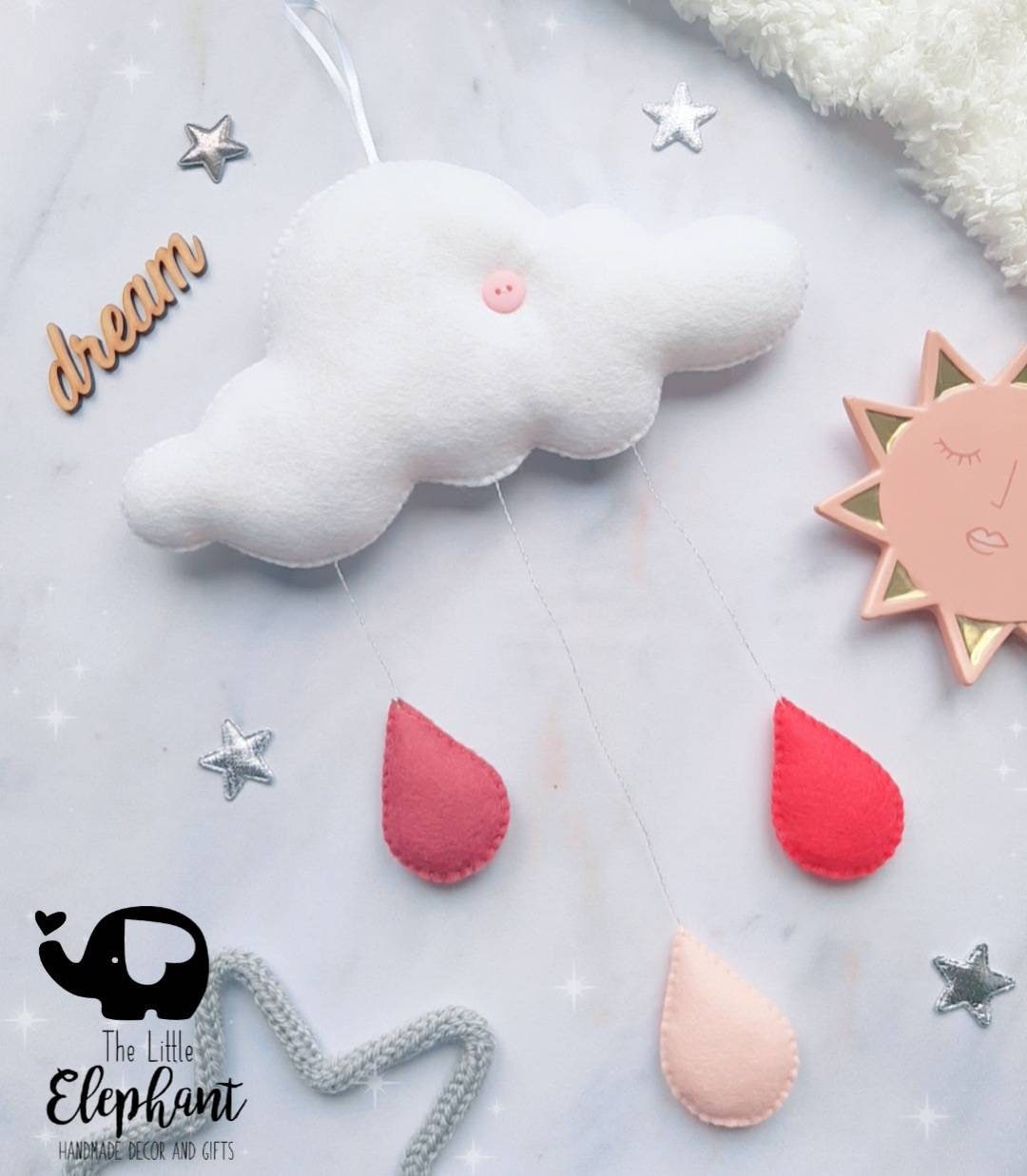 Rain Cloud Decoration, Nursery Decor, Baby Mobile, Cloud Nursery Mobile
