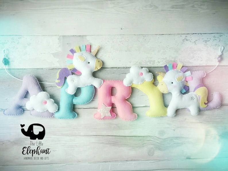 Unicorn nursery decor, Unicorn Name Garland, unicorn felt banner, unicorn decor, personalised banner, perfect gift for a girl. image 2