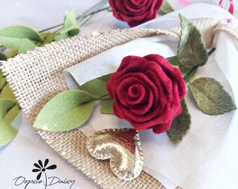 Single red rose bouquet, Valentine's rose, Valentine's gift, floral gift