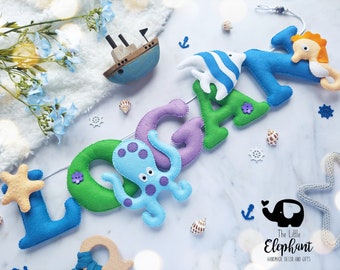 Personalized Sea Creature Felt Bunting: Under the Sea Nursery Decor