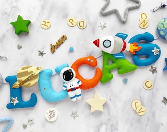 Personalised space nursery banner, space themed nursery decor.