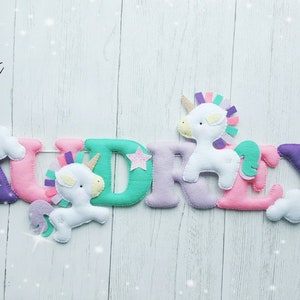 Unicorn nursery decor, Unicorn Name Garland, unicorn felt banner, unicorn decor, personalised banner, perfect gift for a girl. image 10