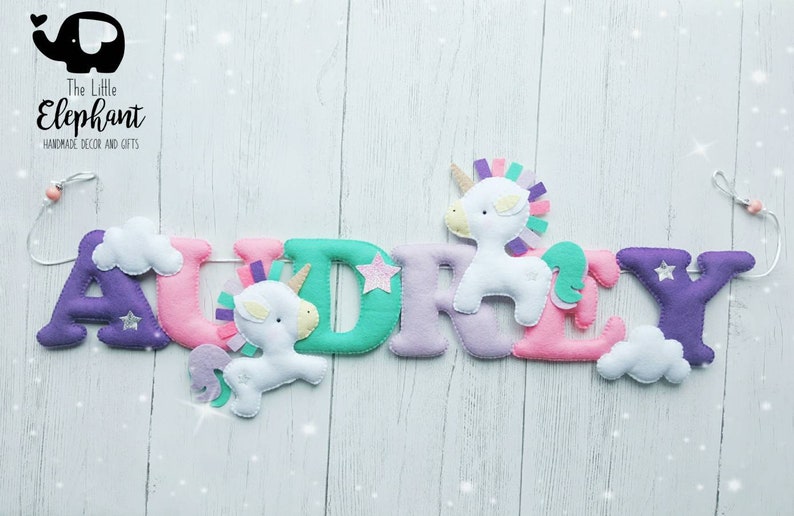 Unicorn nursery decor, Unicorn Name Garland, unicorn felt banner, unicorn decor, personalised banner, perfect gift for a girl. image 10