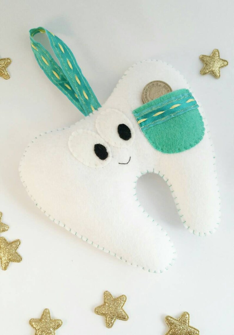 Tooth fairy pillow with pocket felt tooth pillow christening etsy