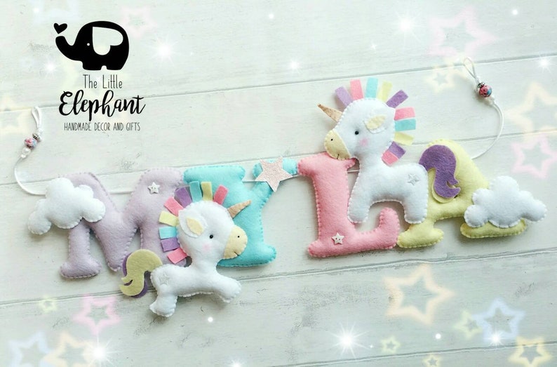 Unicorn nursery decor, Unicorn Name Garland, unicorn felt banner, unicorn decor, personalised banner, perfect gift for a girl. image 4