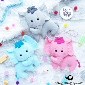 Felt Elephant Ornament: Handmade Safari Nursery Decor