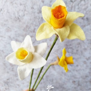 Jonquille en feutre, fleurs en feutre, fleurs de printemps, souvenir floral, fleurs de fête des mères, cadeaux de fleurs, jonquilles