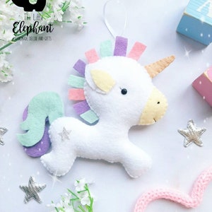 Felt Unicorn Decoration, Handmade Nursery Decor, Party Favor