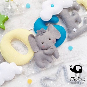 Personalised Elephant nursery banner, elephant bunting, elephant garland, elephant nursery decor image 2
