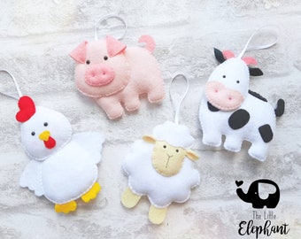 Felt Farm Animal Decorations, farmyard animals, Nursery Mobile decorations