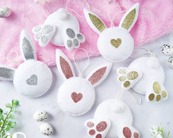 Bunny Ears and Bunny Tails, Easter decorations, rabbit decoration, fluffy bunny tails, white rabbit decorations.