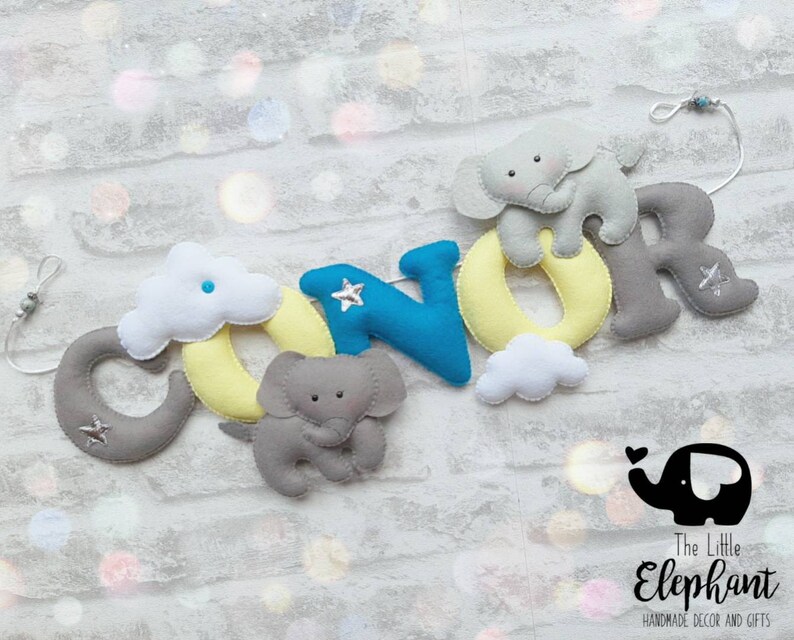 Personalised Elephant nursery banner elephant bunting Etsy