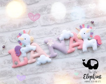 Unicorn nursery decor, Unicorn Name Garland, unicorn felt banner, unicorn decor, personalised banner, perfect gift for a girl.