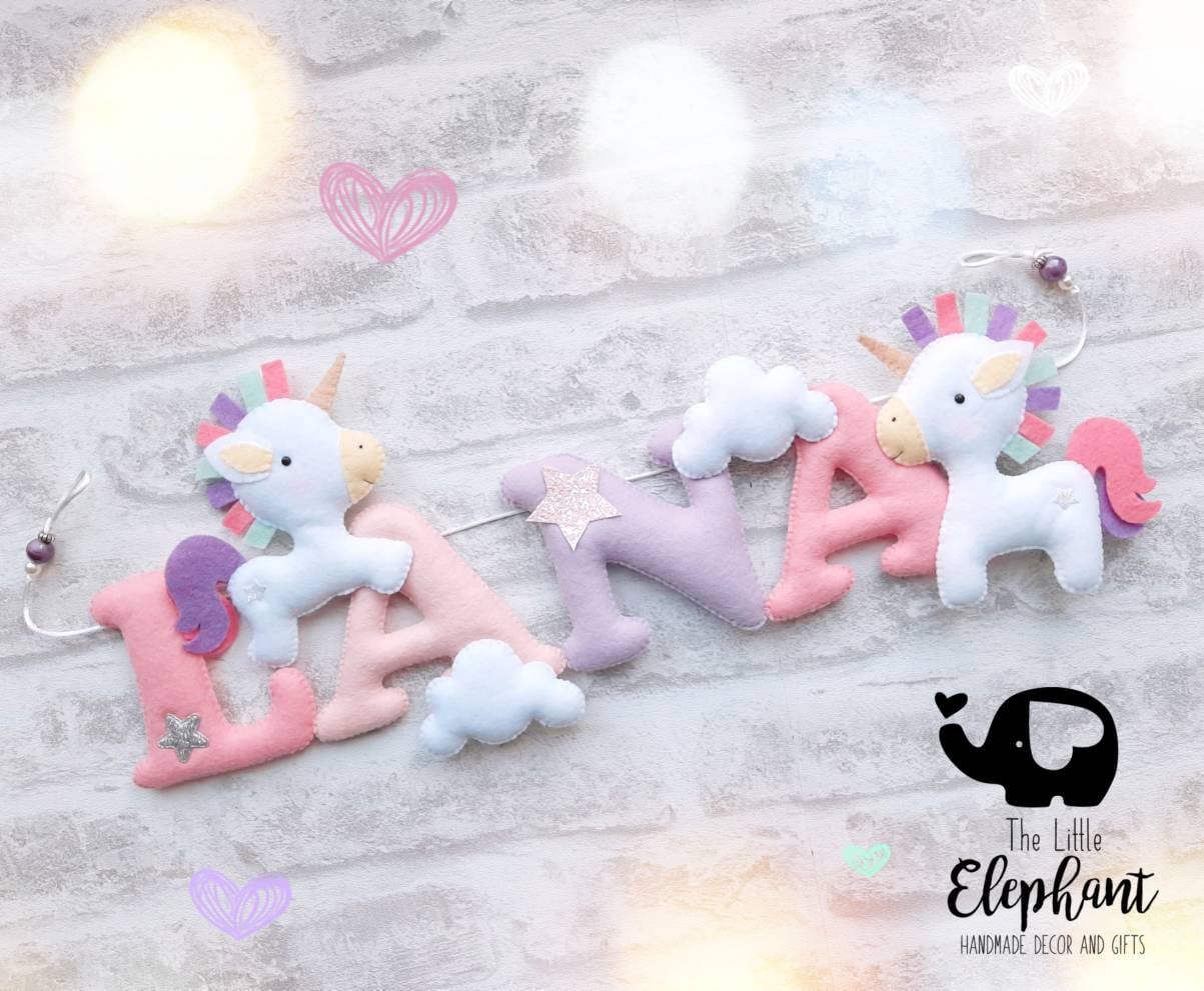 Unicorn nursery decor, Unicorn Name Garland, unicorn felt banner, uni…