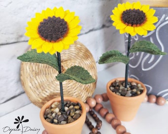 Girasole in feltro fatto a mano: regalo floreale portafortuna