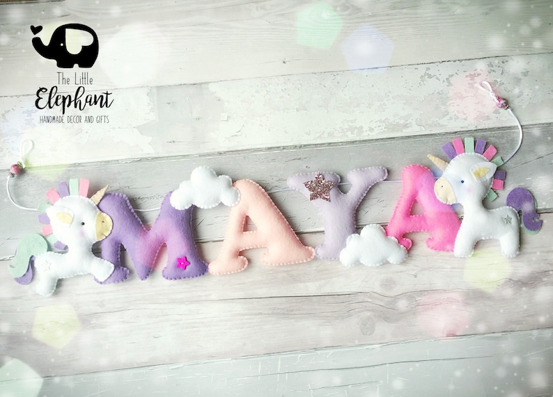 Unicorn nursery decor, Unicorn Name Garland, unicorn felt banner, unicorn decor, personalised banner, perfect gift for a girl. image 3