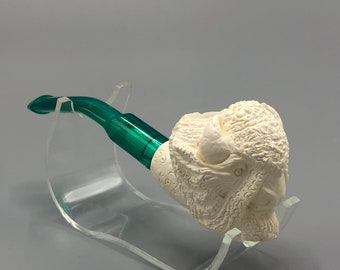 Buffalo figure pipe for a few puffs  pipe-block meerschaum-handcarved-new taster pipe
