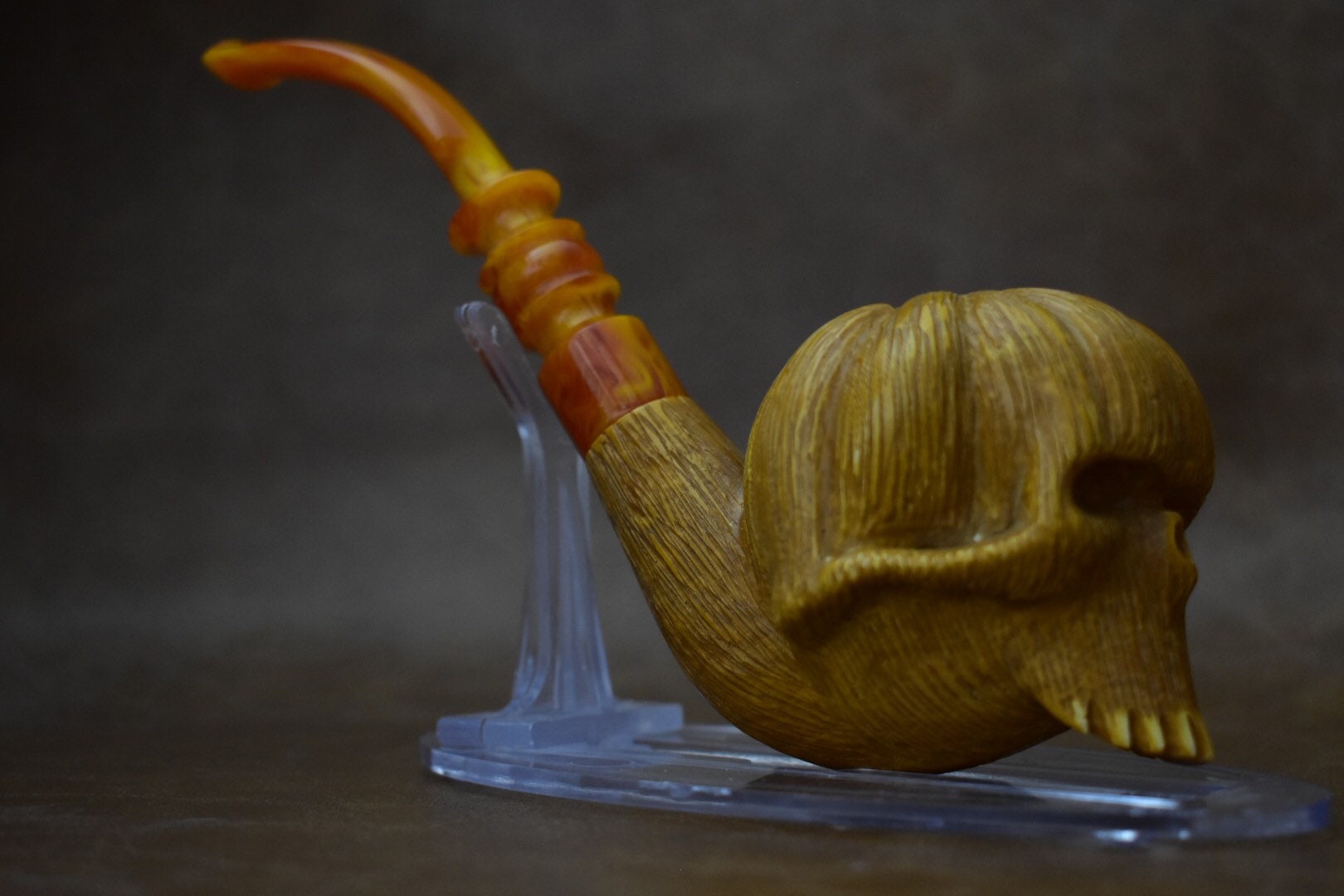Large size skull pipe  pipe,block meerschaum,handmade w custom made case&Tamper#1703