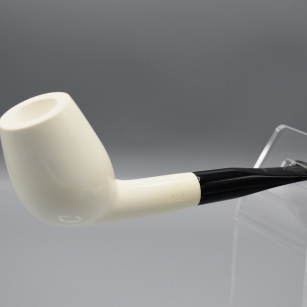 Museum quality large size smooth devil anse pipe,handmade  block meerschaum,w custom made case#1420