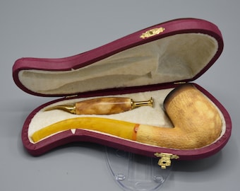 Lee Van Cleef  pipe,handmade  block meerschaum,w custom made case #1795 tamper&pipe stand