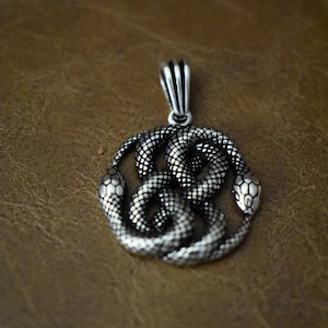 Double head snake necklace 925 sterling silver new handmade
