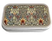 William Morris Design 04 Slim Hinged Silver 1oz Tin Tobacco Storage Pill Box Fishing Tack
