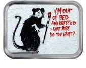 Banksy Art Out of Bed Lidded Silver 2oz Tin Tobacco Storage Pill Box Fishing Tack