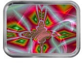 Fractal Pattern 11 Lidded Silver 2oz Tin Tobacco Storage Pill Box Fishing Tack